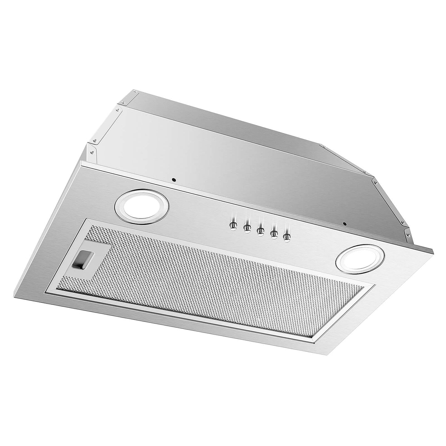 JOEAONZ Range Hood Insert 20 Inch Stainless Steel with 5-layer Mesh Filter, Hood Vent for Kitchen Built-in Mount Dual LED, Ducted/Ductless Convertible Kitchen Exhaust Fan, Push Button Control