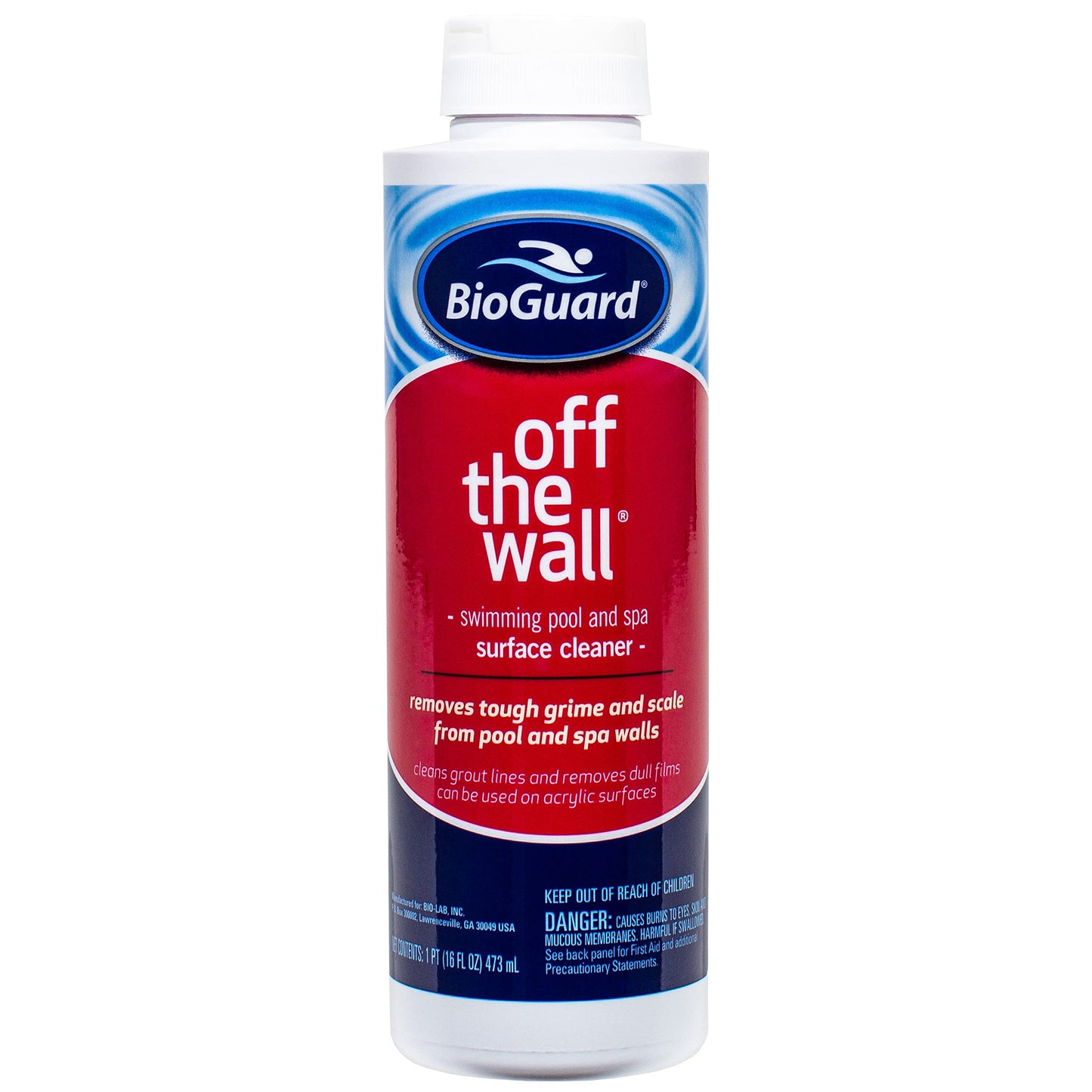 BioGuard Off The Wall Surface Cleaner, 1 pt, Single, Swimming Pool & Spa Surface Cleaner, Removes Tough Grime & Scale, Works on Most Types of Pool & Spa Surface