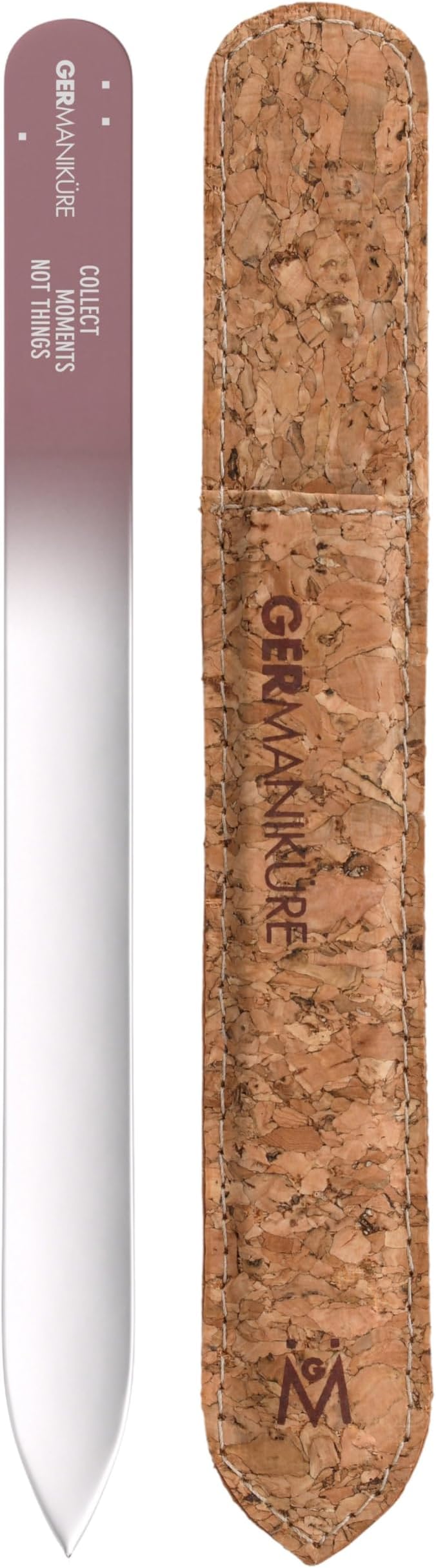 GERMANIKURE Glass Nail File in Cork Sleeve - Collect Moments Not Things - Professional Crystal Nail File for Natural Nails - Ideal Manicure & Pedicure Tool for Smooth, Easy Shaping - Nail Care Gift