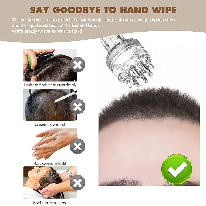 DAPENG Scalp Applicator Comb,Hair Oil Applicator Brush,Minoxidil Medicine Essential Serum Liquid Massager for Hair Growth, Follicle Care Treat Hair Loss Thinning (Transparent*2)