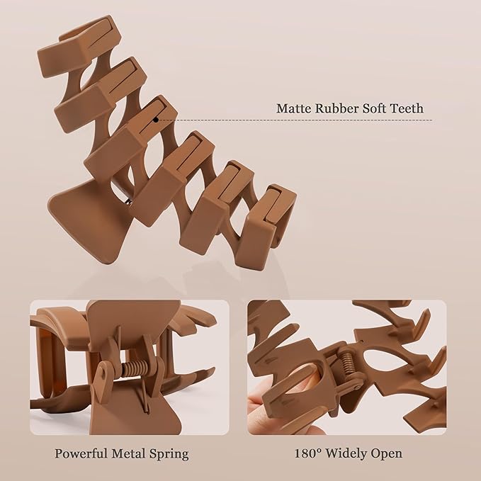 8PCS Hair Clips for Women, Flower Claw Clips for Thick Hair, Non-Slip Hair Accessories with Multi-Styles, Neutral Colors Hair Claw Clips and Variety Pack, Ideal for Girls