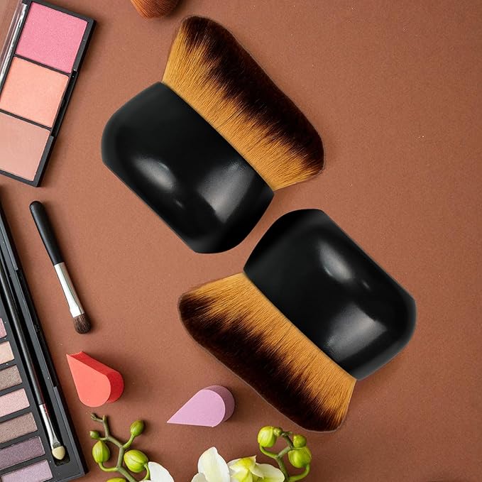 Extra Large Body Makeup Brush For Self Tanner, Leg Makeup &Bronzer Blend,75 mm Wide-headed Kabuki Brush Provides More Even &Pretty Application, Oval Face&Back Makeup Brush, Wet&Dry Use- Black