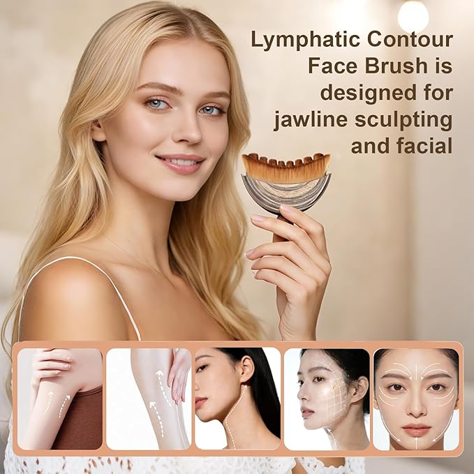 2 PCS Lymphatic Contour Face Brush Lymphatic Drainage Massager for Face,Ergonomically Designed to Fit The Skin Precisely and Relieve Fatigue