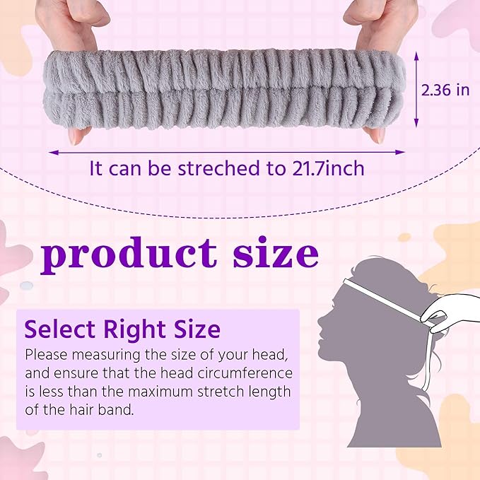 Spa Headband, Makeup Headband for Washing Face,Hair Bands Men,Black and Grey