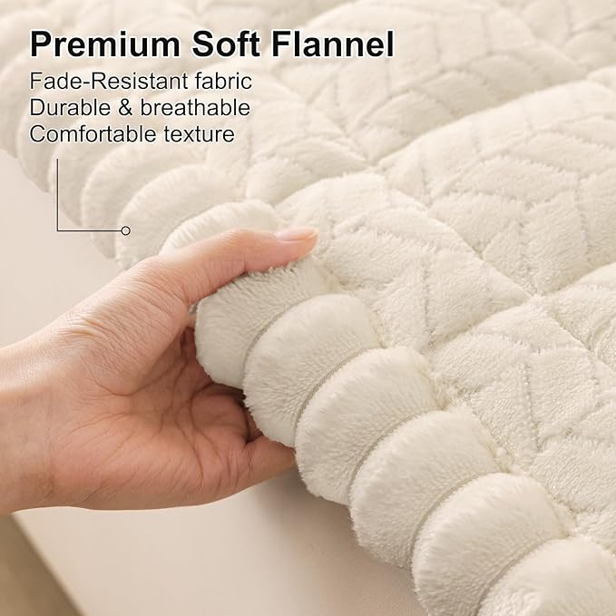 Smiry Non Slip Couch Covers for Dogs, Fuzzy Pet Couch Covers for 2-3 Cushion Sofa Pet Friendly, Soft Sofa Slipcovers Cushion Furniture Protector Washable (Beige, 27.6" x 59")