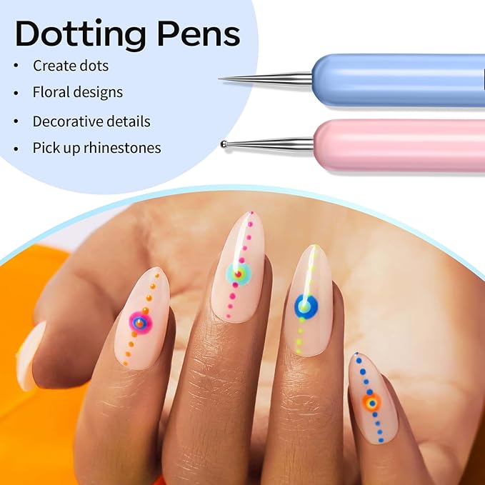 Modelones Nail Art Brushes Set, Nail Brush kit Gel Polish, Extension Gel, Liner, Clean up, Carving, Apex Building, Dotting Pens Professional Tools for Drawing Painting 3D Design Salon & DIY Use