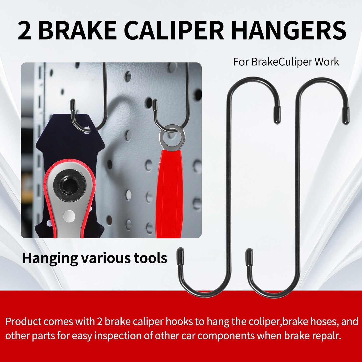 BCJCLTS Brake Tools, Brake Caliper Compression Tool, Brake Caliper Tool, Caliper Piston Compressor Tool with 2 Heavy-Duty Caliper Hooks, Car Disc Brake Repair (Large Size red)