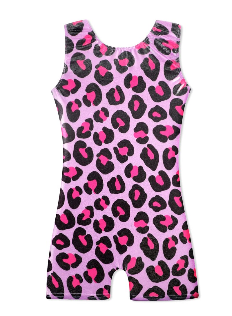 HOZIY Leopard Leotards for Girls Gymnastics Hot Pink Bike Shorts Biketard Tumbling Outfits Kids Leo Gymnastic Bike Shorts Dance Apparel Clothing Clothes Gumnastics. Bodysuits