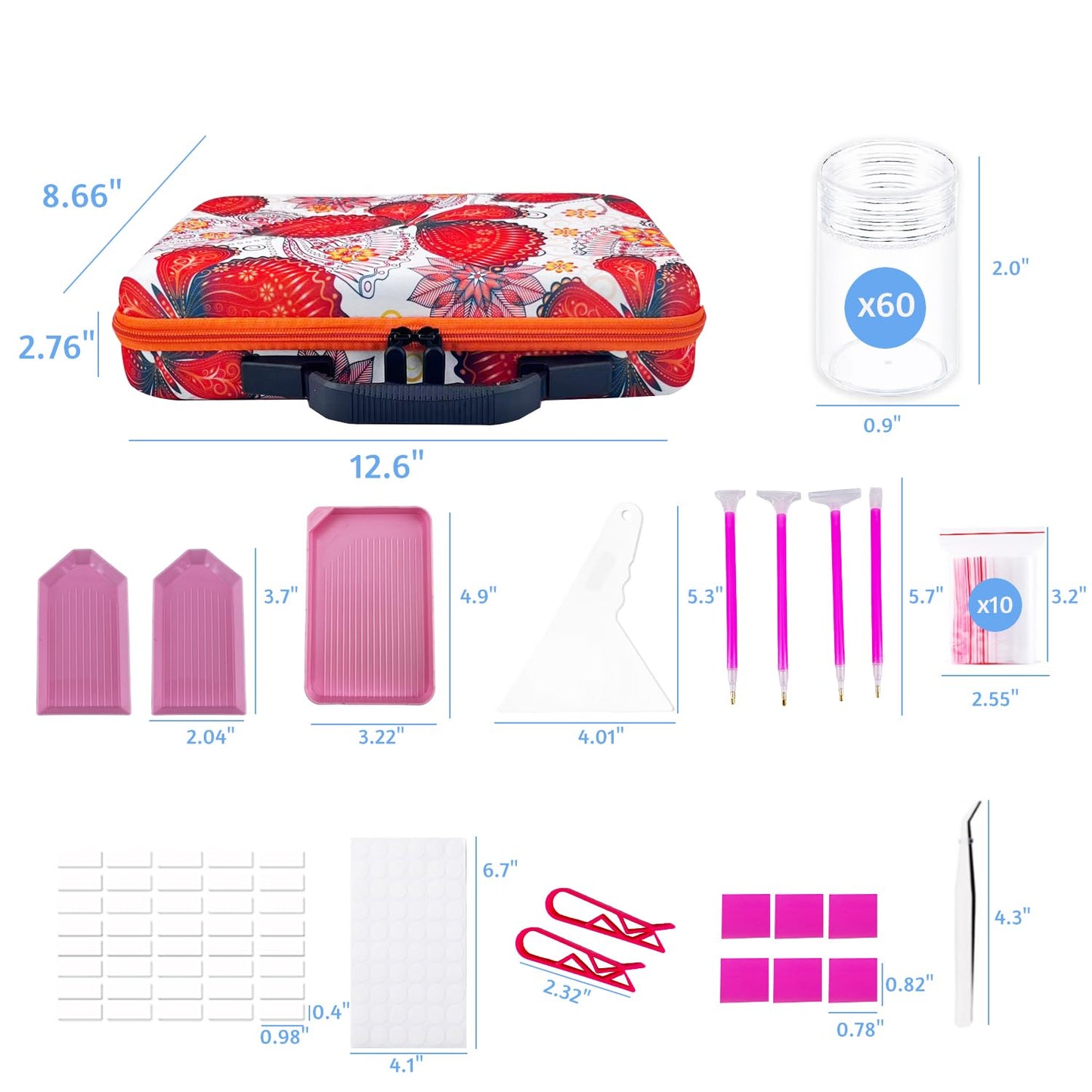 LIRUNQIU Diamond Painting Storage Containers, 30 Slots Diamond Art Accessories and Tools Kits Storage Box(Orange)
