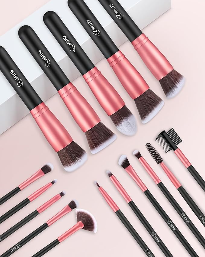 BESTOPE PRO Makeup Brushes 16 Pcs Makeup Brush Set, Blending Brush for Foundation, Premium Synthetic Powder Concealers Makeup Brushes for Eyes and Face, Eye Shadows Brushes, Eyeliner Make Up Brushes