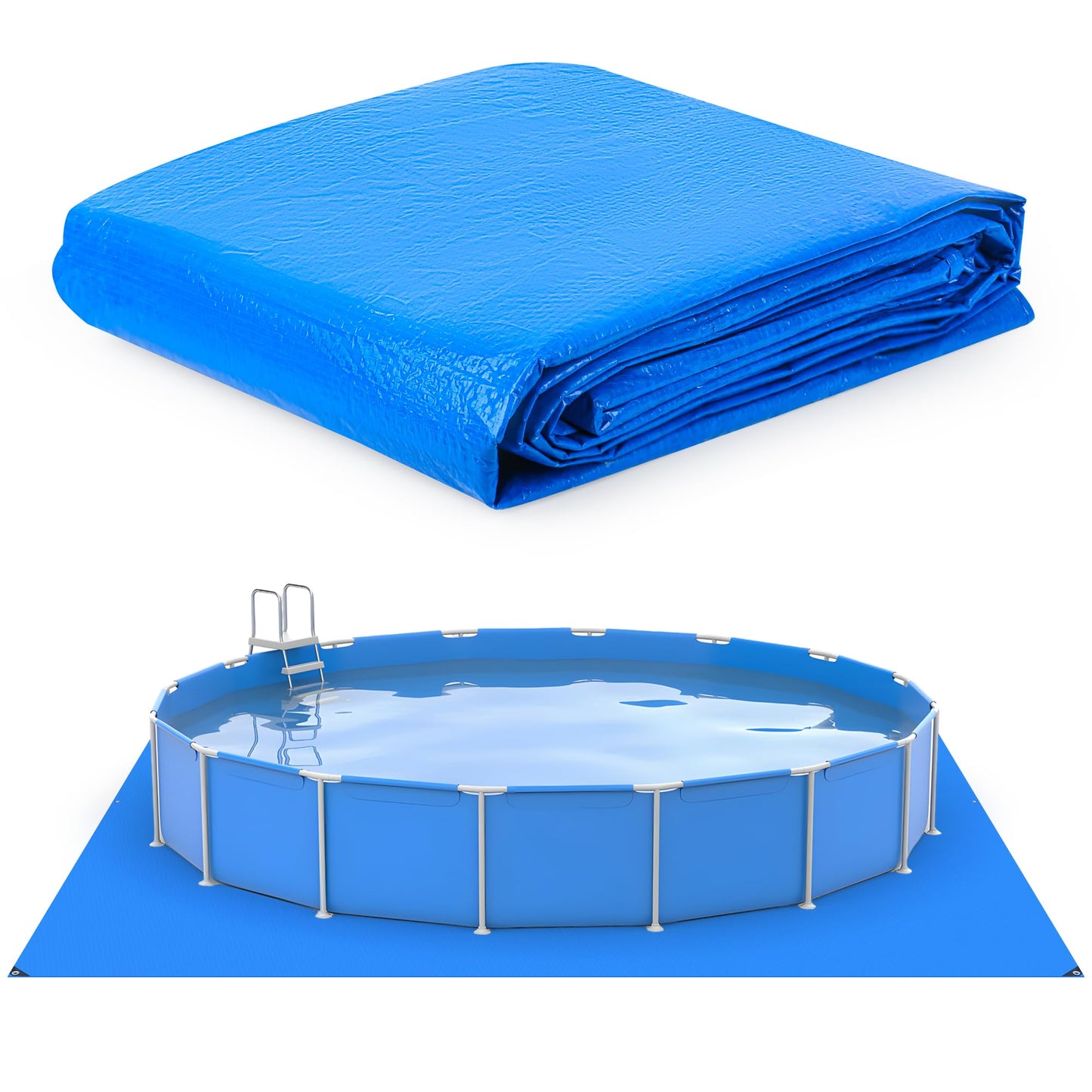 12x12Ft Swimming Pool Ground Cloth,Waterproof Square Swimming Pool Liner Pad for Above Ground Swimming Pools Heavy Duty Pool Ground Mat Protector Pad Pool Tarp