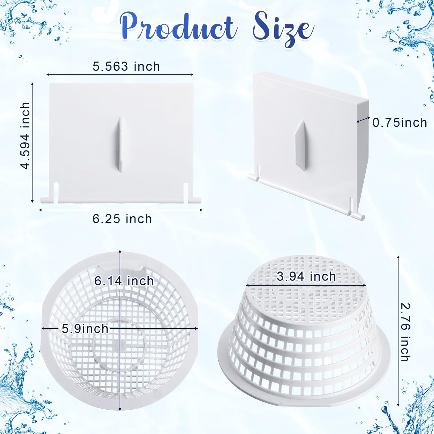 RimCereal 2 Pack 8926 Skimmer Replacement Weir Door Flap and 2 Pack 8928 Pool Skimmer Basket for Above Ground and in Ground Swimming Pool Replacement Parts