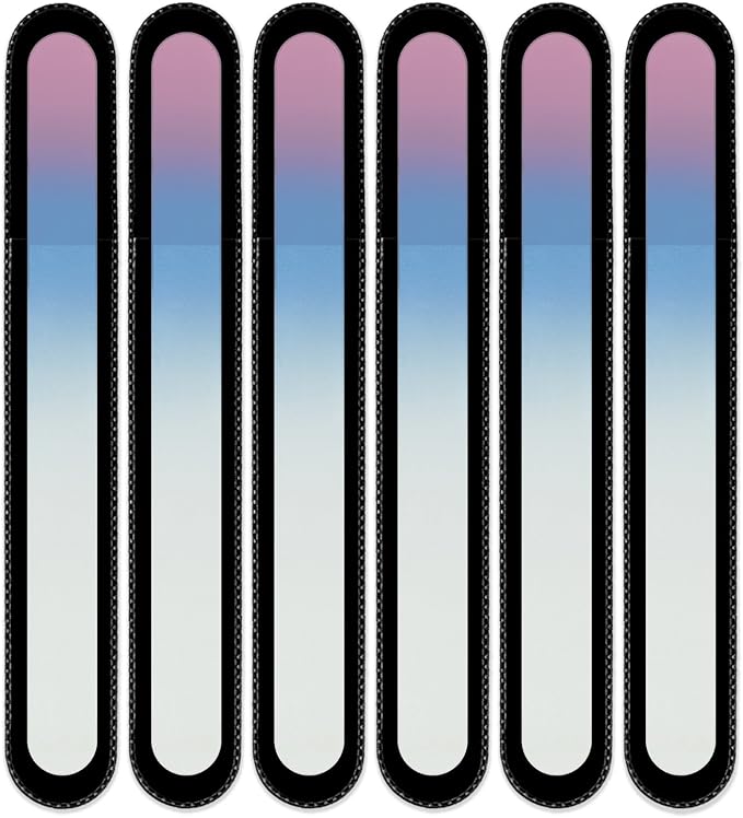 Mont Bleu Rainbow Crystal Nail File in Black Pouch - Large/Professional Size - Czech Tempered Glass - Handmade in Bohemia (Czech Republic)