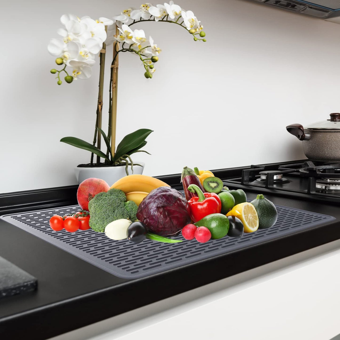 Silicone Stove Top Cover and Mat for Ceramics, 27.75"x19.75" - Multipurpose, Gray