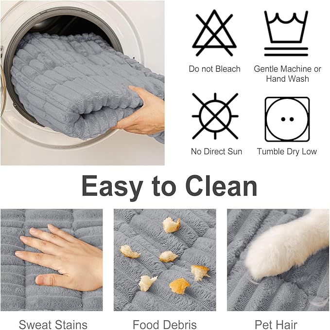hyha Couch Covers for Dogs Washable, Non Slip Plush Dog Sofa Protectors, Fuzzy Pet Couch Covers for 3 Cushion Sofa Pet Friendly (Grey, 27.6" x 70.9")