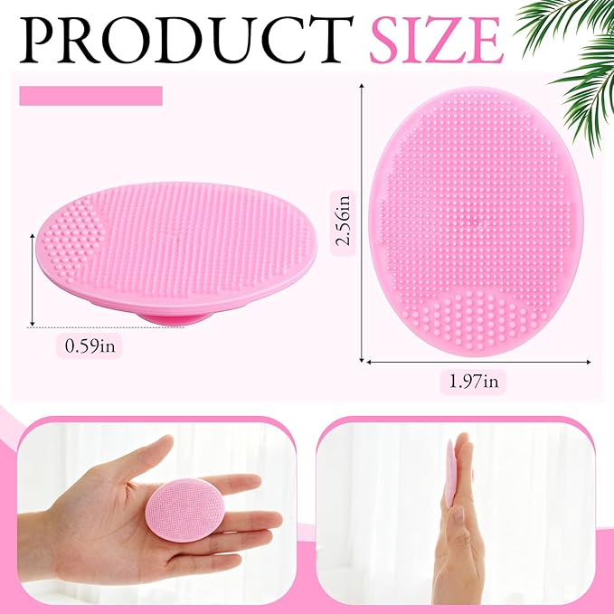 Nuogo 20 Pack Face Scrubber Soft Silicone Facial Cleansing Brush Wash Brush for Deep Cleaning, Face Scrub Brushes for Massage Faces Exfoliator Blackhead Removing Faces Cleansing Pads(Pink)