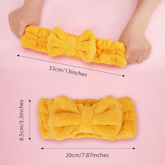 3 Pieces Wash Face Headband Makeup Spa Headband Towel Terry Hair Bands Microfiber Bowtie Shower Facial Adjustable HairBand for Women (Pink, Blue, White)