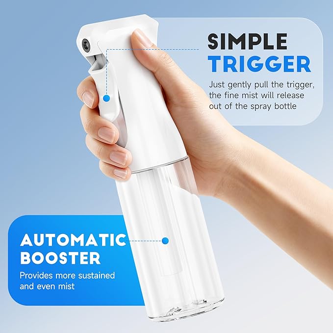 3 Pack Spray Bottle for Hair - Continuous Hair Spray Bottles Refillable Mister Sprayer for Hairstyling, Plants, Pets, Skincare, Cleaning (6.8 OZ/200ML, Terracotta+White+White)