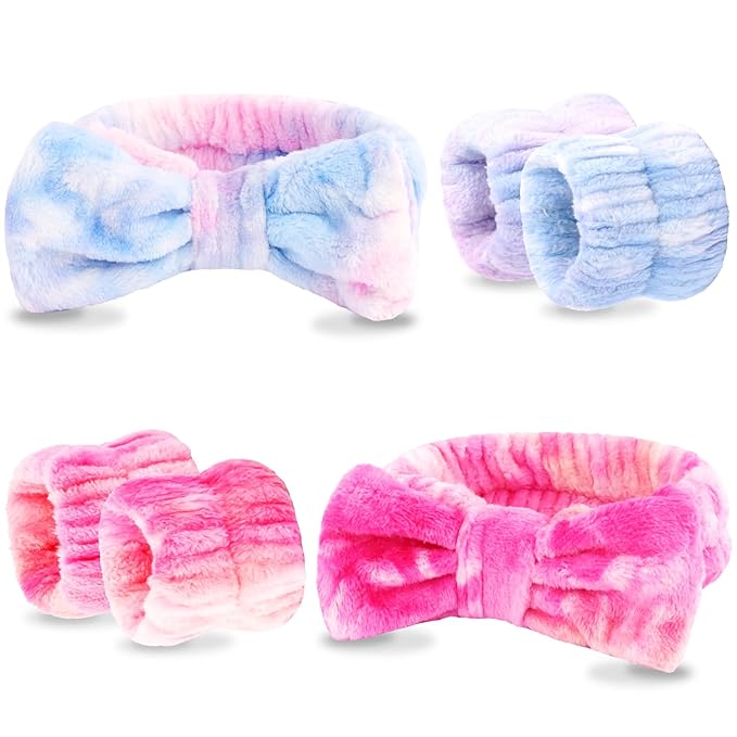 VELSCRUN Spa Headband, Makeup Face Wash Skincare Headbands, Bow Hair Band Party Favors for Washing Face, Stocking Stuffers For Women Teen Girls Christmas Gifts Hair Accessories Multicolor