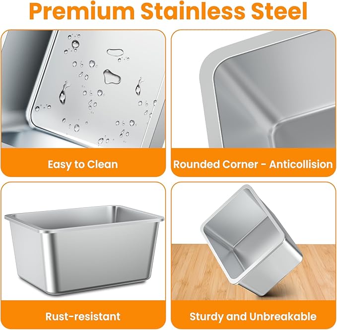 URPOWER 3 Gallon Mess Proof Elevated Dog Water Bowl for Large Breeds, 14.2" Raised Stainless Steel Bowl with Full Metal Stand - Non-Slip Mat, Relief Joint Pressure, Easy to Clean, Indoor/Outdoor Use