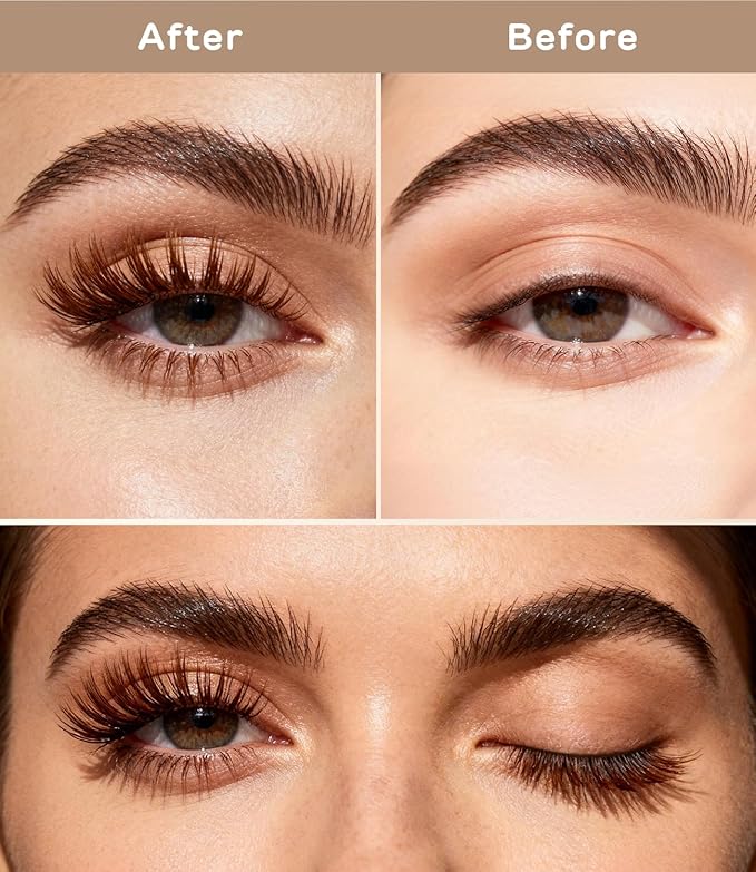 DYSILK Brown Wispy Lashes 5 Pairs, 16mm Cat Eye Eyelashes Natural & Fluffy, Faux Mink Lashes with Ultra Thin Invisible Band for Everyday Luxury, Reusable & Beginner-Friendly (Brown-01)