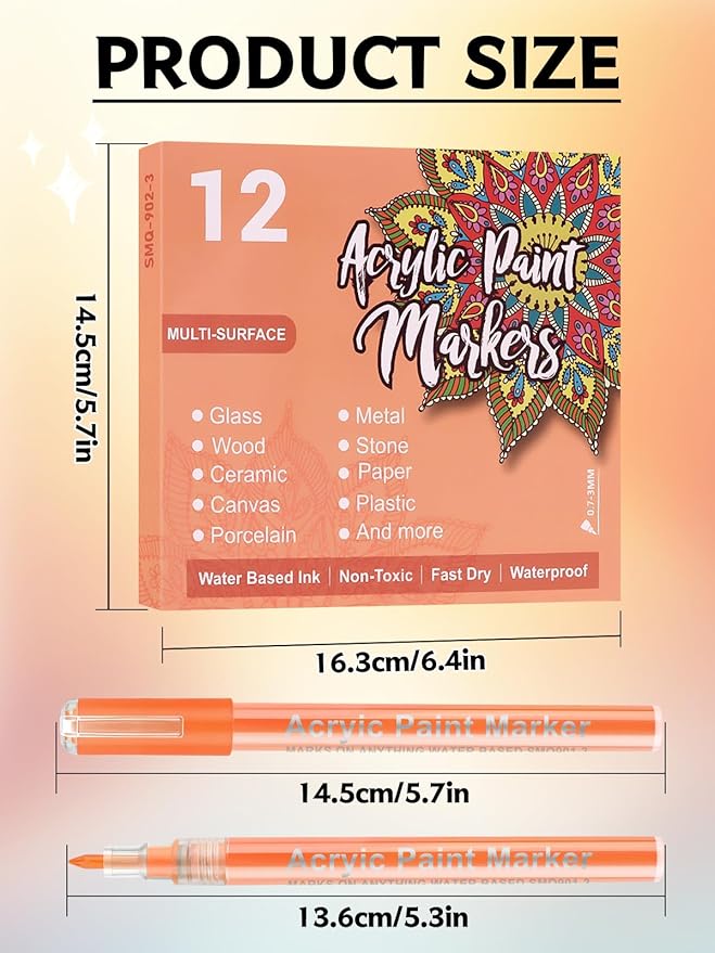 12 Color 3D Nail Art Pens Set, Kalolary 0.7MM Nail Polish Pens Nail Point Graffiti Dotting Pen Quick Drying Acrylic Paint Markers for Nail Art Design Home & Salon Nails DIY