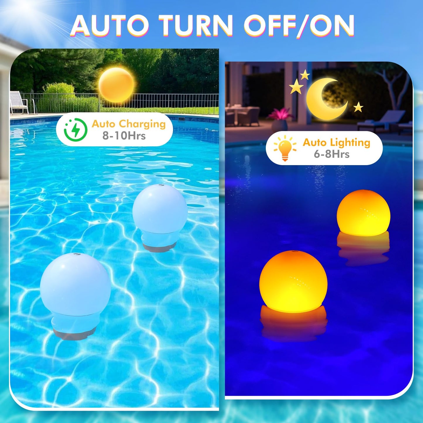 Solar Pool Chlorine Floater, Chlorines Floater with Light, Glow in Dark Chlorines Tablet Floater, Flame-Orange, 11 Inch