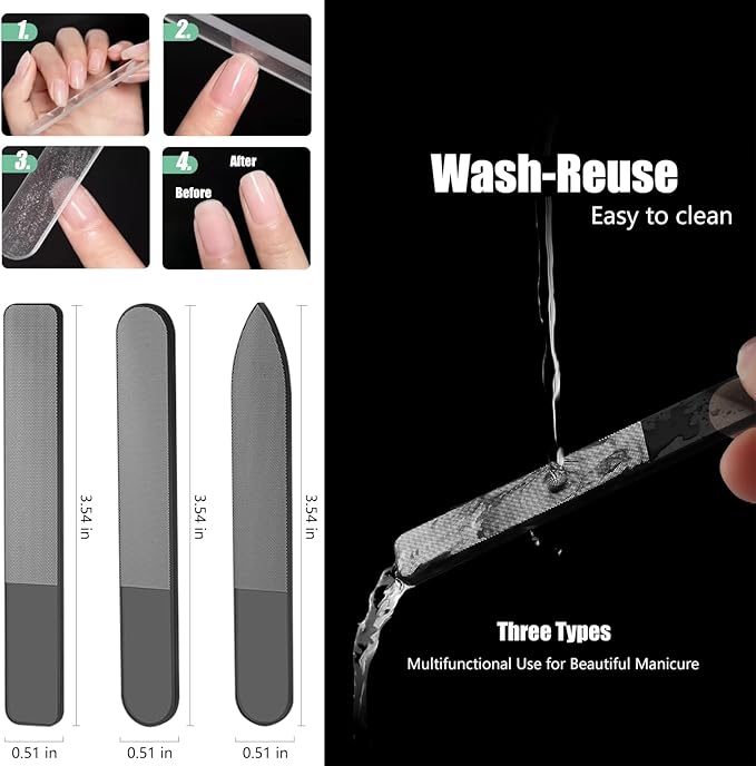 5Pcs Glass Nail Polisher Files Set for Natural Nails 2 Pack Professional Nail Files Double Sided Nail Buffer 3 Pack Nano Glass Nail Crystal Fingernail Polishers File for Manicure Salon or Home