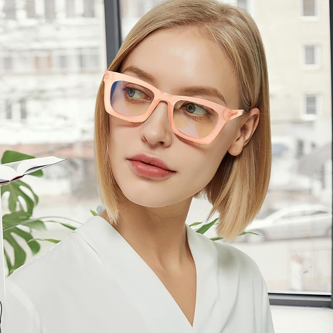 6 Pack Reading Glasses for Women Blue Light Blocking Computer Square Readers with Spring Hinge (Mix Color-5, 1.5, x)