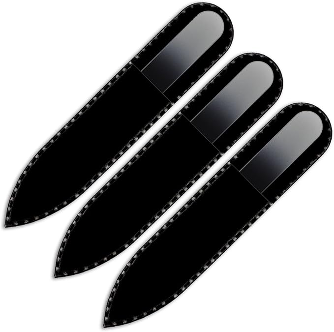 Mont Bleu Rainbow Crystal Nail File in Black Pouch - Small - Purse Size - Czech Tempered Glass - Handmade in Czech Republic - Beauty Nail File