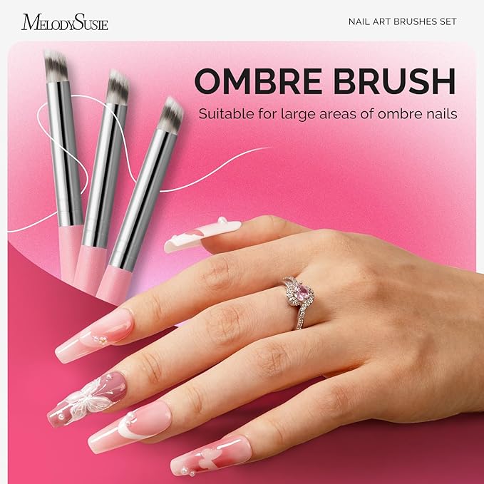 MelodySusie 6Pcs Ombre Nail Brushes,Nail Gradient Painting Pen for Blooming Nails, Gradient Nail, Manicure Nail Art Tools, Professional Accessories for Home and Salon Use