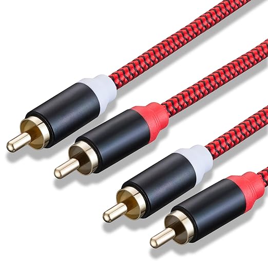 RCA Cable 15Ft,2Rca Male to 2-Rca Male Audio Stereo Subwoofer Cable [Hi-Fi Sound] Nylon-Braided Auxiliary Audio Cord for Home Theater, HDTV, Amplifiers, Hi-Fi Systems,Speakers and etc(15Ft/5M)
