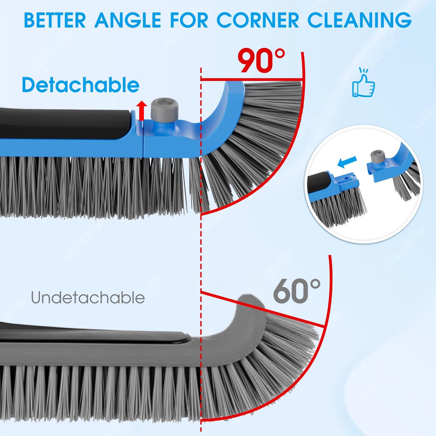 2 in 1 Pool Brush with Poles 10ft - 20'' Heavy Duty Swimming Pool Brush & Multifunctional Brush Head, 9ft Aluminum Poles, Cleaning Inground & Above Ground Pools