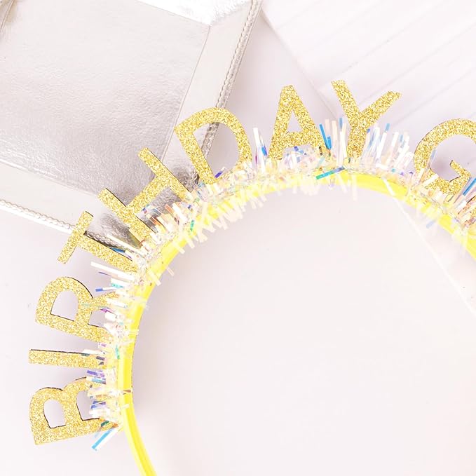 CIEHER Gold Birthday Girl Headband Birthday Crown for Women Girls