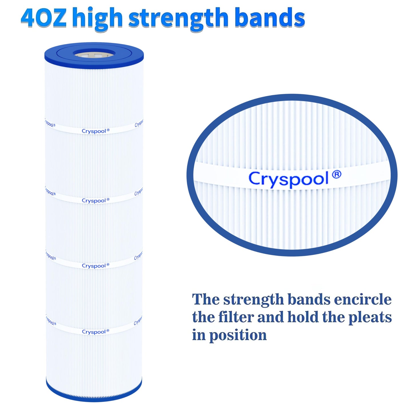 Cryspool® 07072 Filter Compatible with CX880XRE, SwimClear C4030, C4025, C4020, PA106-PAK4, C-7488, FC-1226, 4×106 Sq. Ft Pool Filter Cartridge, 4 Pack