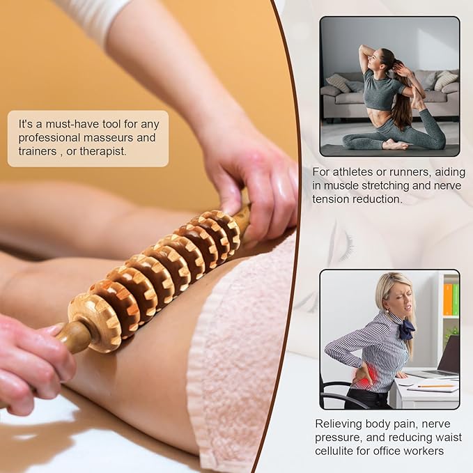 Wood Therapy Massage Tools 3 in 1,Wooden Lymphatic Drainage Massager Maderoterapia Kit Professional Body Cellulite Massager for Body Sculpting,Contouring,Relief Muscle,Anti-Cellulite
