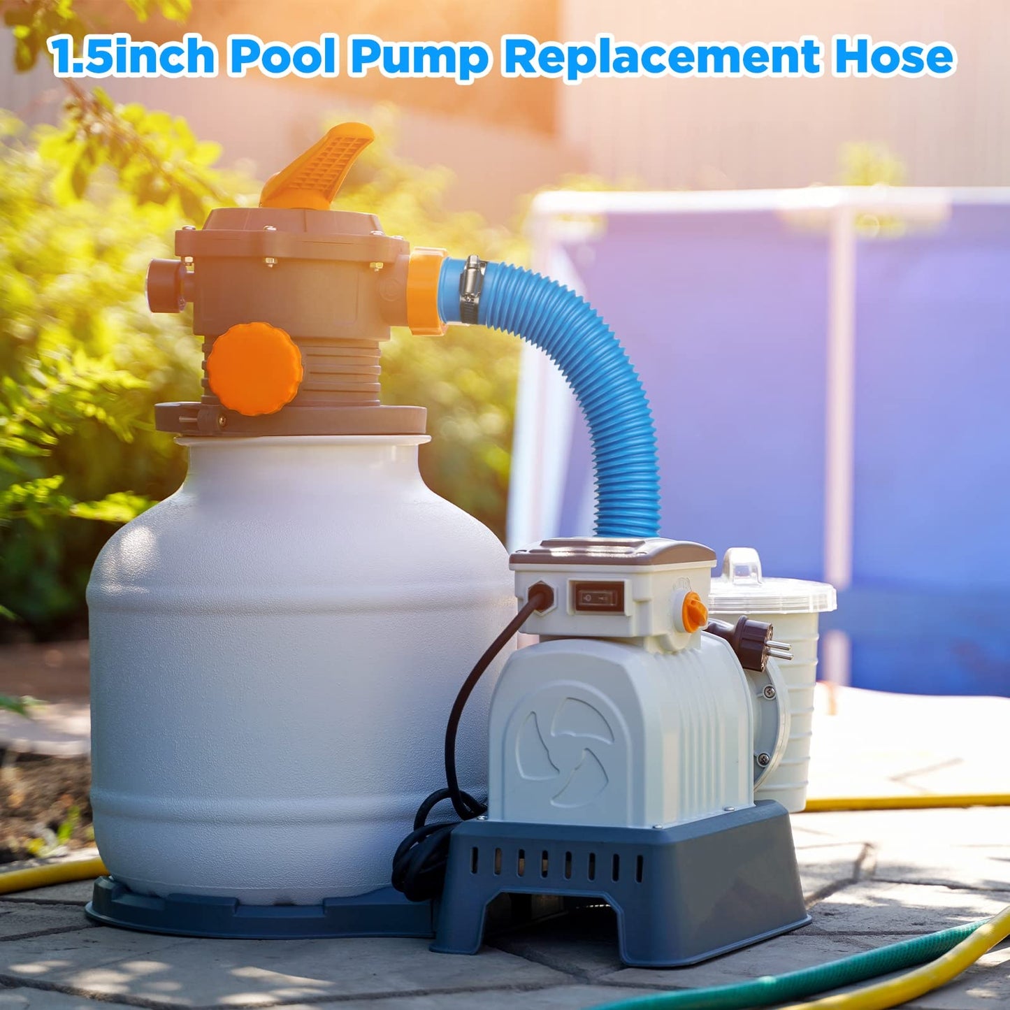 Saintrygo 2 Sets Replacement Pool Hose for Above Ground Pools 1.5 x 4.9ft Long Pool Filter Pump Hoses Replacement Swimming Pool Hose Upgraded Pool Skimmer Hose Compatible with 10531to 25016(Blue)