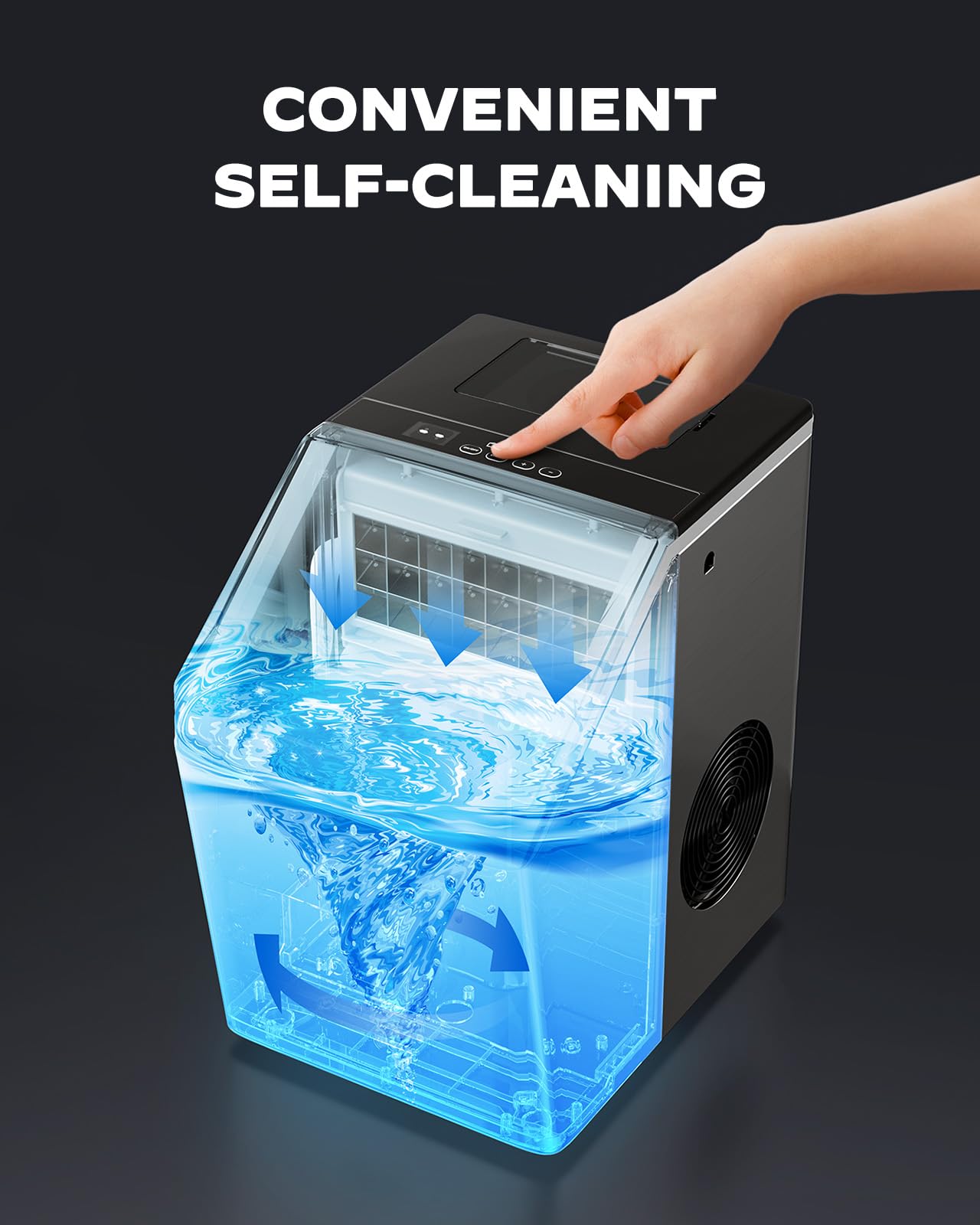 Silonn Ice Maker Countertop 44lbs/Day, Ice Cube Maker with Self-Cleaning, Stainless Steel Ice Machine with 2 Water Fill Options, Compact for Home Office Bar Party