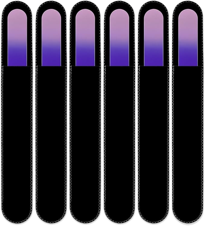 Mont Bleu Rainbow Crystal Nail File in Black Pouch - Large/Professional Size - Czech Tempered Glass - Handmade in Bohemia (Czech Republic)