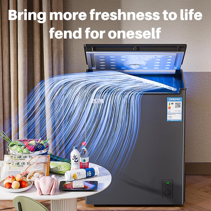 5.0 CU.FT Chest Freezer - Compact Deep Freezer with 7 Temperature Settings, Low Noise Operation, And Removable Basket, Ideal for Dorms, Apartments, And Home Kitchens.