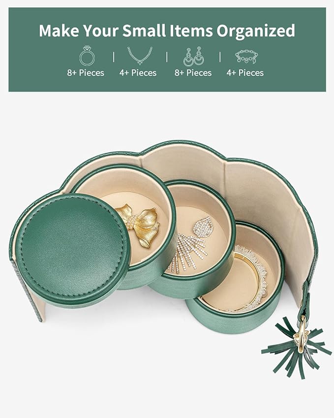 VLANDO Wedding Gifts for Women, Travel Jewelry Box, Bridal Shower Bridesmaid Gifts for Wedding Day Bride Gifts, Bridesmaid Proposal Gifts, Travel Jewelry Organizer - Green