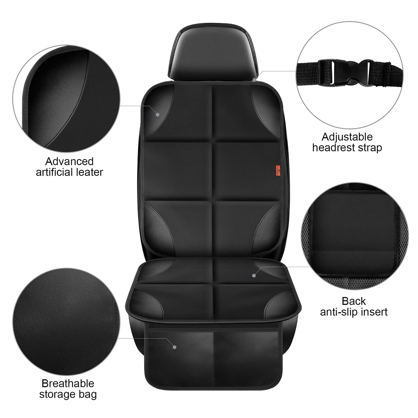 XHYANG Car Seat Protector 1 Pack Car Seat Cushion Mat Thickest Padding,Waterproof 600D Fabric Car Seat Covers for Non-Slip Backing Mesh Pockets for Baby and Pet (Blue, 2 Pcs)