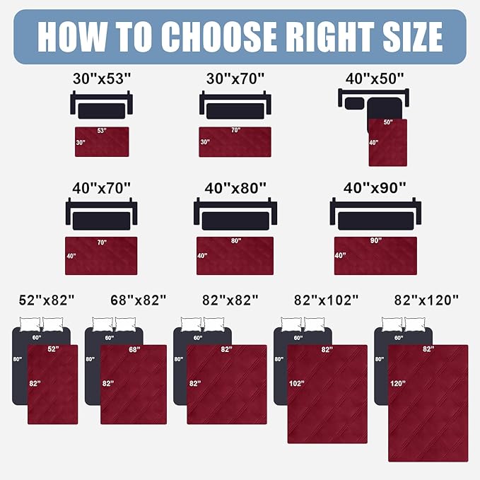 Smiry Waterproof Dog Bed Cover Blanket 68x82, Soft Reversible Pet Blanket, Washable Leakproof Cats Dogs Couch Cover for Sofa, Couch, Furniture, Wine Red/Wine Red