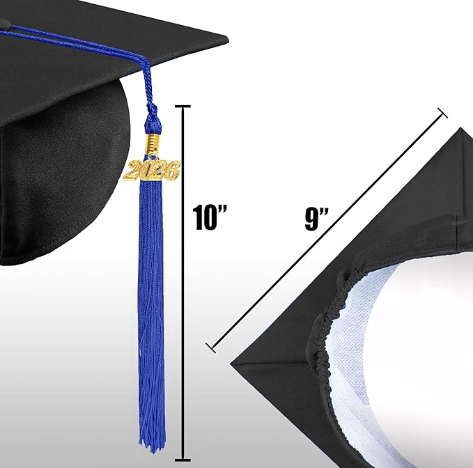 Graduation Cap with 2026 Tassel Year Charm Black Graduation Cap for High School & Bachelor