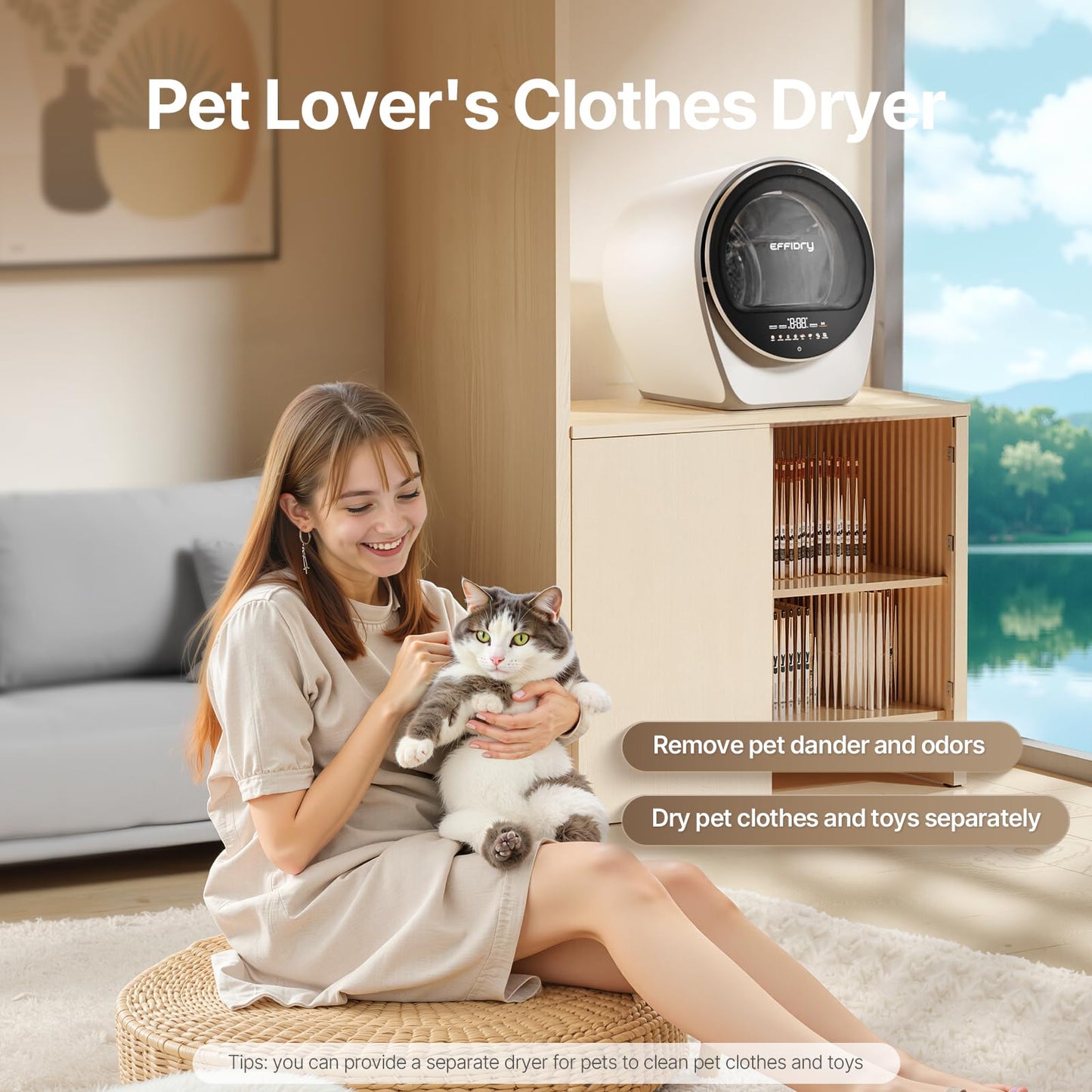 Effidry S3 Compact Clothes Dryer 1.0 cu.ft Capacity 110V 1050W Portable Dryers Machine with Stainless Steel Drum 8 Drying Mode for Small Spaces,Apartments dorm Mini electric secadora portatil de ropa