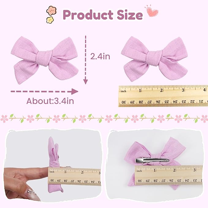 CÉLLOT 40 Pieces Girls Hair Bows Linen Fabric Bows Alligator Clips Hair Accessories for Little Girls Toddlers Kids and Teens