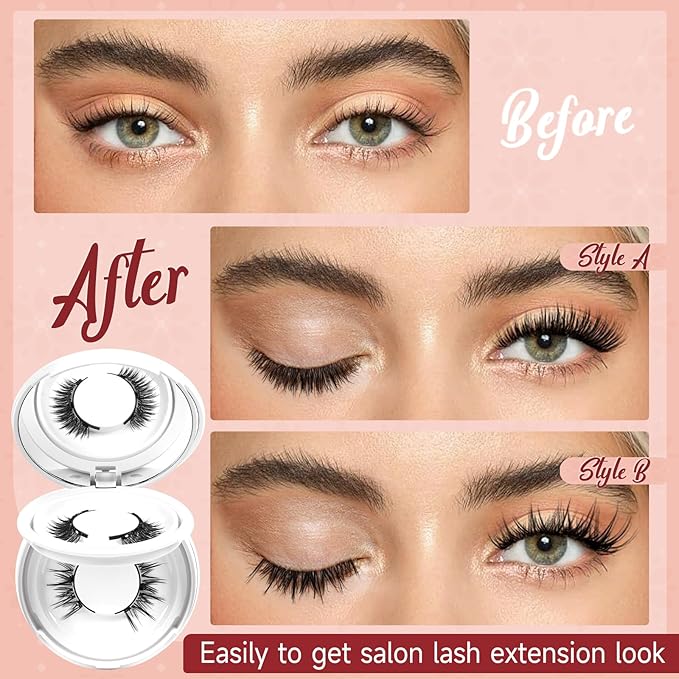 Higu clace Magnetic Eyelashes with Applicator 2 Pairs Magnetic Lashes Natural Look Wispy Magnet Lashes Easy to Wear and RemoveÃ¯Â¼ÂDJCX-A+B02)