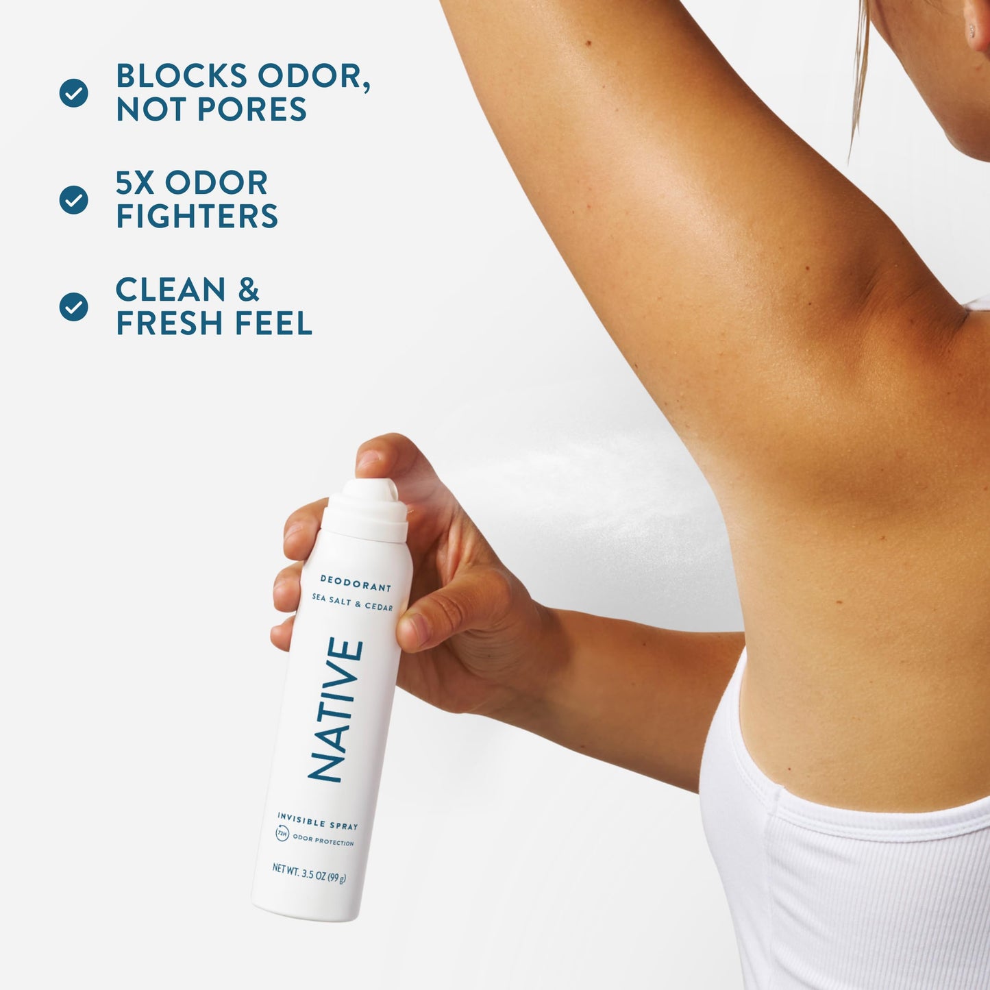 Native Deodorant & Body Spray, Sea Salt & Cedar, 72-Hour Odor Protection for Underarms & Body, Aluminum Free, Dries Instantly, 3.5 oz
