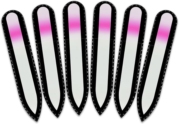 Mont Bleu Rainbow Crystal Nail File in Black Pouch - Small/Purse Size - Czech Tempered Glass - Handmade in Bohemia (Czech Republic)