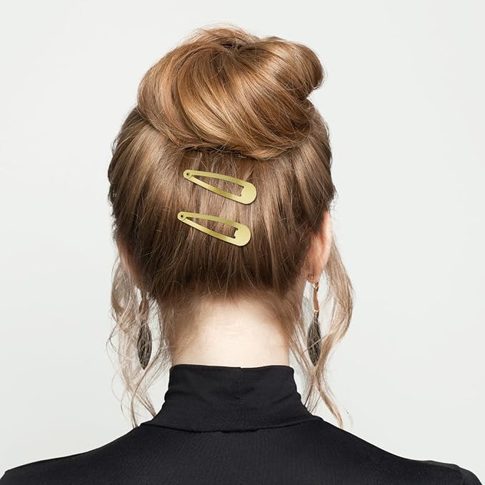 120 Pack Gold Metal Snap Hair Clips - Non-Slip Hairpins Barrettes for Women & Girls, Secure Braids, Updos, Buns - Durable & Lightweight (Plastic Storage Box Included)